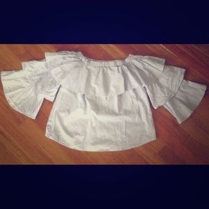 Off shoulder ruffle sleeve top